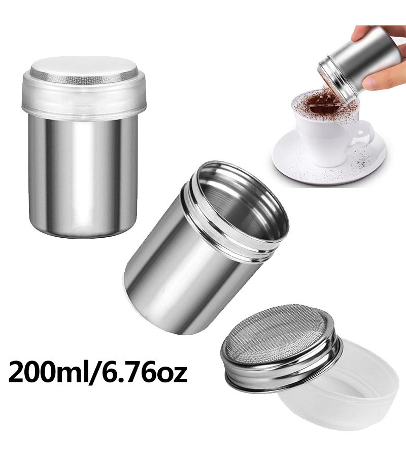 4Pcs 200ml 6.76oz Stainless Steel Powdered Sugar Shaker Duster Fine Mesh Dredge For Flour Cinnamon Cocoa Coffee Bar Seasoning - Image 1