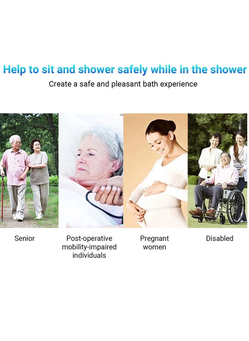 Generic - Folding Shower Bench Flip-up Screw-in Bath Seat Wall Mounted Bathroom Chair Stool with Non-Slip Feet Drainage Holes Shower Head Slot for Elderly Seniors Disabled 400lb Capacity - Image 1