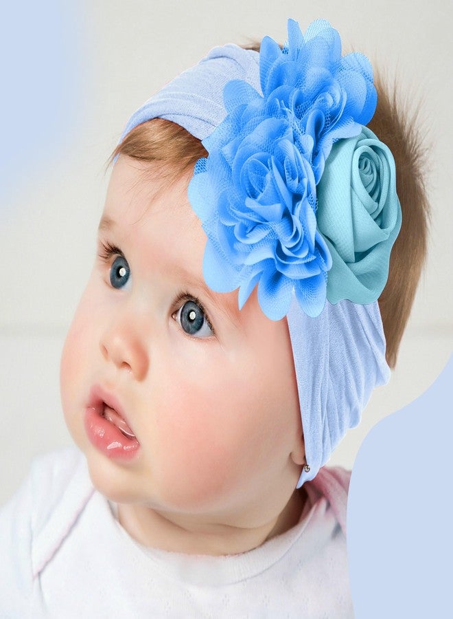 SYGA PACK OF 6 Baby Headbands Soft Nylon Fancy Flower Strechable Hairbands Newborn Infant Toddlers Kids 0-3 Year(Multicolor) - Image 3