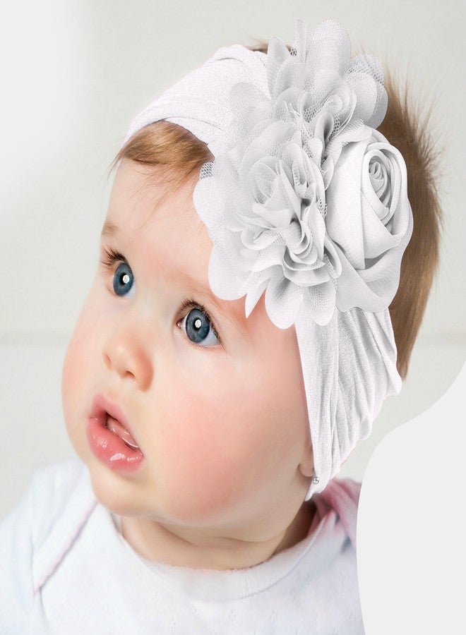 SYGA PACK OF 6 Baby Headbands Soft Nylon Fancy Flower Strechable Hairbands Newborn Infant Toddlers Kids 0-3 Year(Multicolor) - Image 2