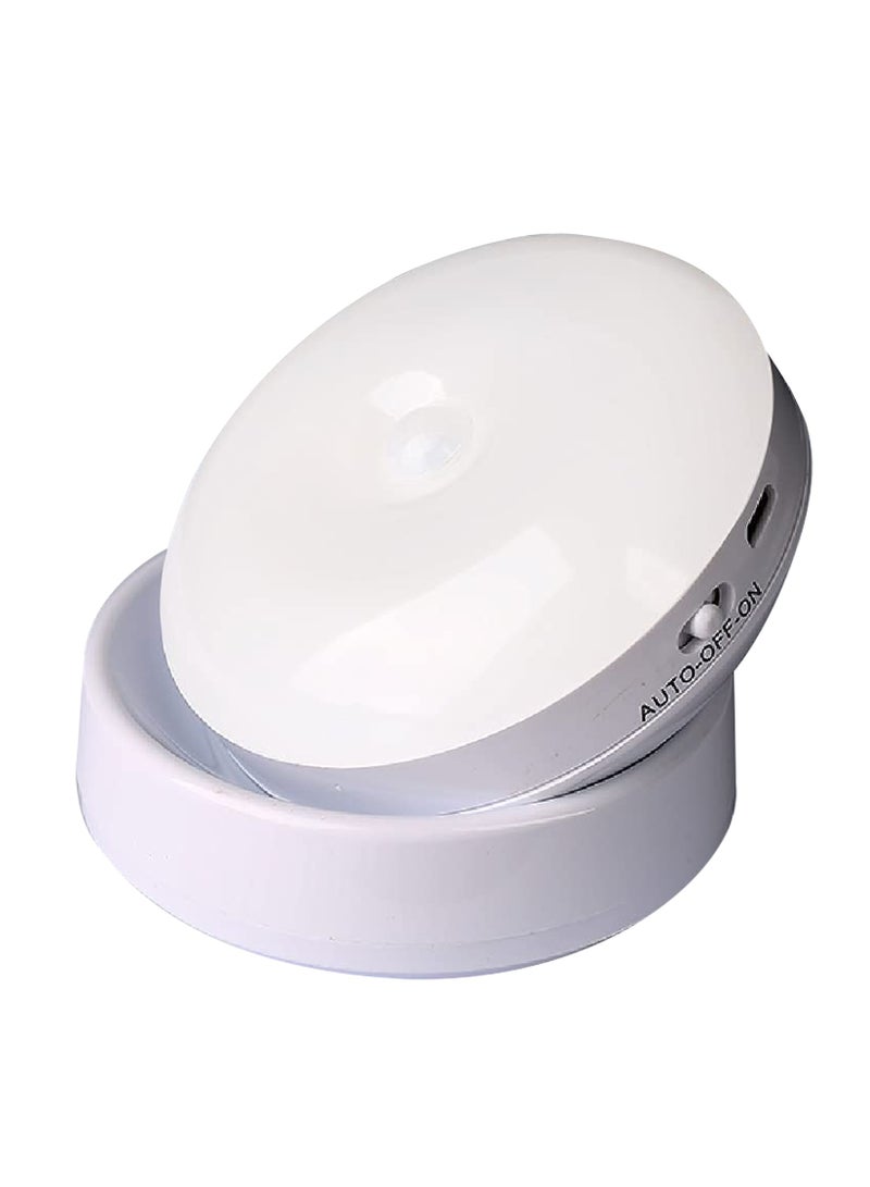 Motion Sensor Wireless LED Night Light (Cool White) 360 Degrees Rotated Induction Light with Magnetic Base USB Rechargeable Night Lamp for Closet Stairs Bedroom Kitchen Hallway - Image 1