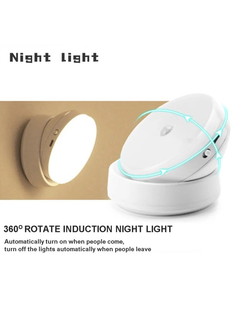 Motion Sensor Wireless LED Night Light (Cool White) 360 Degrees Rotated Induction Light with Magnetic Base USB Rechargeable Night Lamp for Closet Stairs Bedroom Kitchen Hallway - Image 3