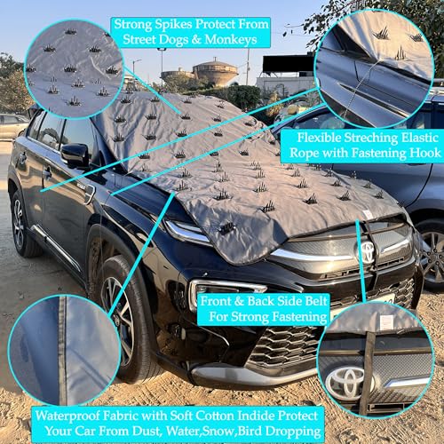 Famexon Waterproof Spike Car Cover for Honda City Completely Protect Car from Dogs & Monkeys Also Compatible with All Hatchback,Sedan and SUV Cars (16.5 Feet) Full Roof Universal Size - Image 2