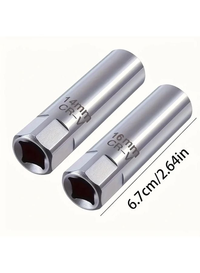 14mm 2 in 1 Magnetic Spark Plug Socket Wrench Adapter Steel Car Engine Repair Tool - Image 5