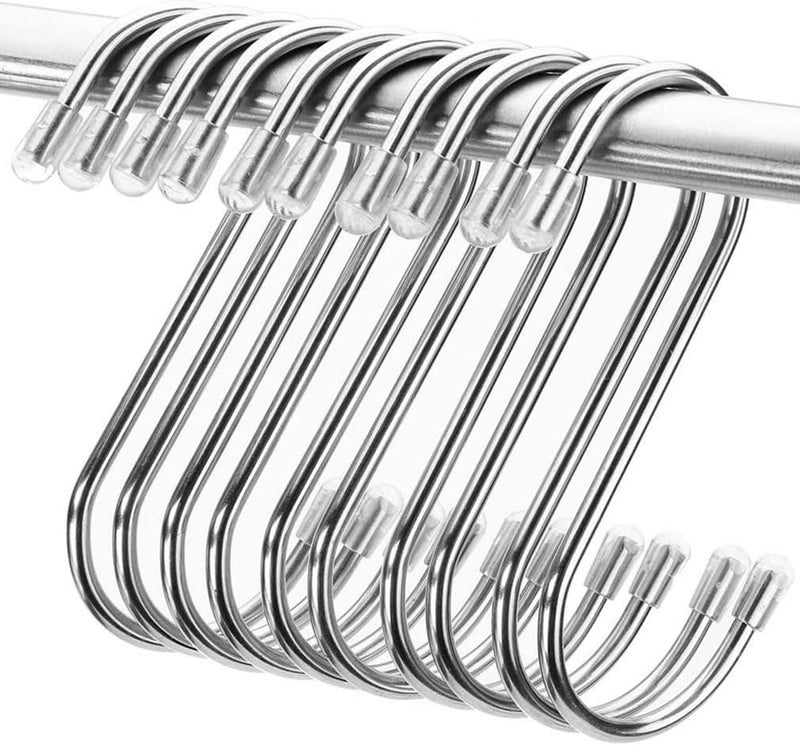 Siasky 10 Pcs S Hooks for Hanging, 3.07 Inch Heavy Duty Stainless Steel S Shaped S Hooks for Hanging Plants, Clothes, Pot, Pan, Cups (Silver) - Image 1