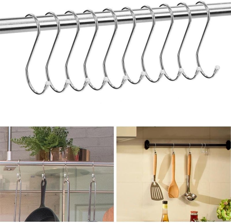 Siasky 10 Pcs S Hooks for Hanging, 3.07 Inch Heavy Duty Stainless Steel S Shaped S Hooks for Hanging Plants, Clothes, Pot, Pan, Cups (Silver) - Image 4