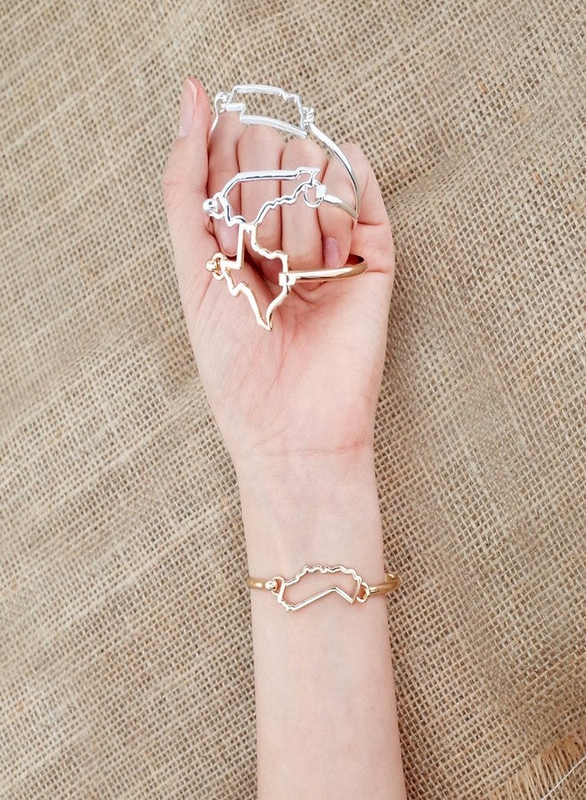 O3 State Shape Bangle Bracelet (Georgia-Silver) - Image 3