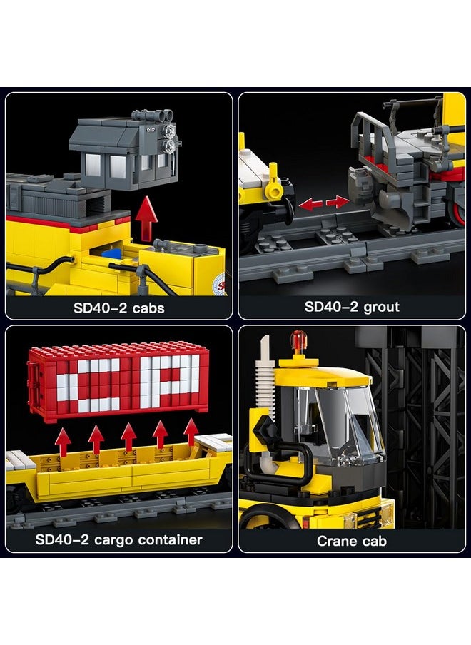mould king Mould King Remote Control Train Building Set, 1170pcs Diesel Locomotive Train Toy with Loop Track, Crane, Containers Semi Trailer for Assembly, Construction Model Kit for Teens and Adults (Age 14+)  - Image 3