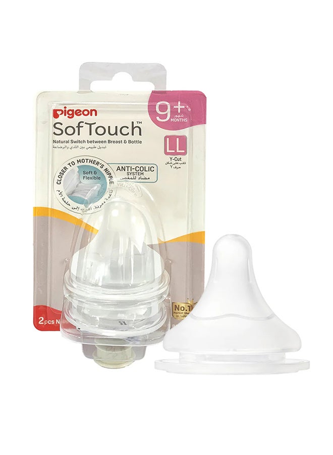 pigeon Pack Of 2 Softouch Wide Neck Nipples (Ll), Round Hole, Bpa And Bps Free - Image 1