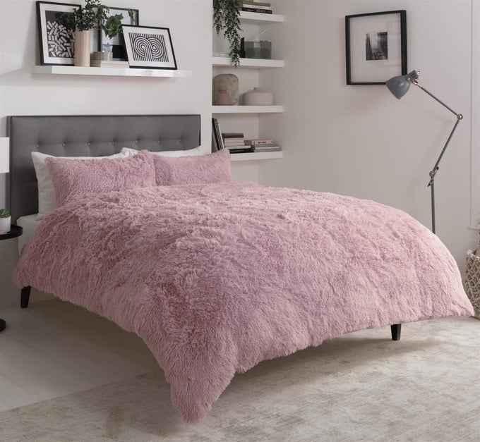 SNUGGLE DUVET COVER SET SUPER SOFT FLUFFY QUILT SETS WARM COSY WINTER BEDDING KING BLUSH PINK