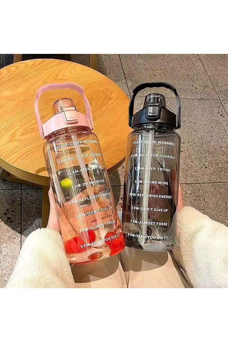 يونيكورن زجاجة ماء تحفيزية كبيرة السعة لمتابعة الترطيب – مثالية للياقة البدنية والرياضة والاستخدام اليومي سعة 2000 مل - Image 2