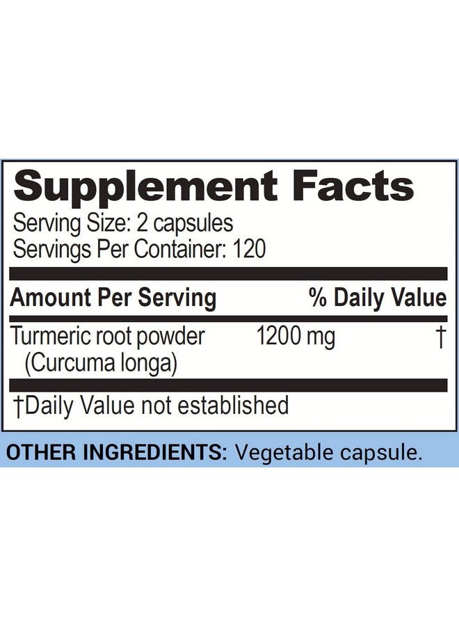 Turmeric Root Capsules Curcuma Capsules Supplement 1200 Mg Turmeric Curcuma Longa Root 120 Servings