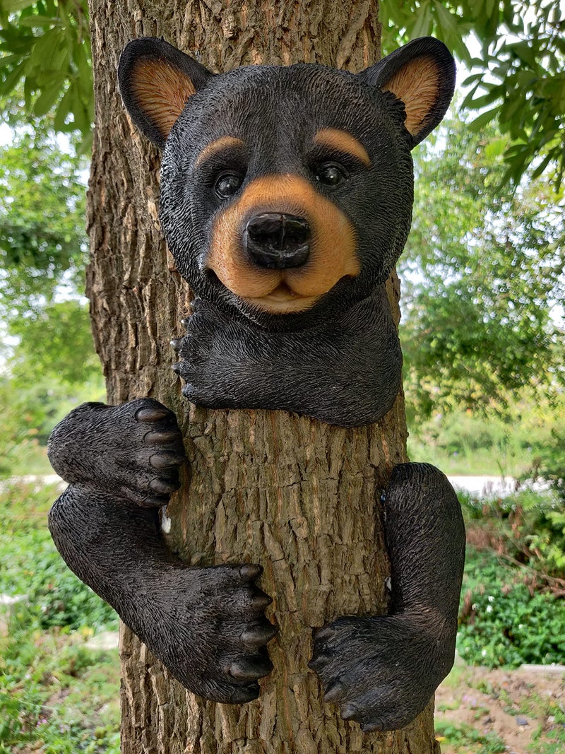 MARYTUMM Tree Decor Outdoor Scuplture Baby Bear Up a Tree Garden Peeker Tree Hugger Outdoor Tree Sculpture  Gifts and Garden Dcor Tree Hugger Faces for Trees Bear Cub Resin Sculpture