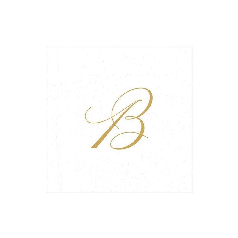 Caspari Entertaining with Caspari White Pearl Paper Linen Cocktail Napkins, Monogram Initial B, Pack of 30 (2900CG.B) - Image 4