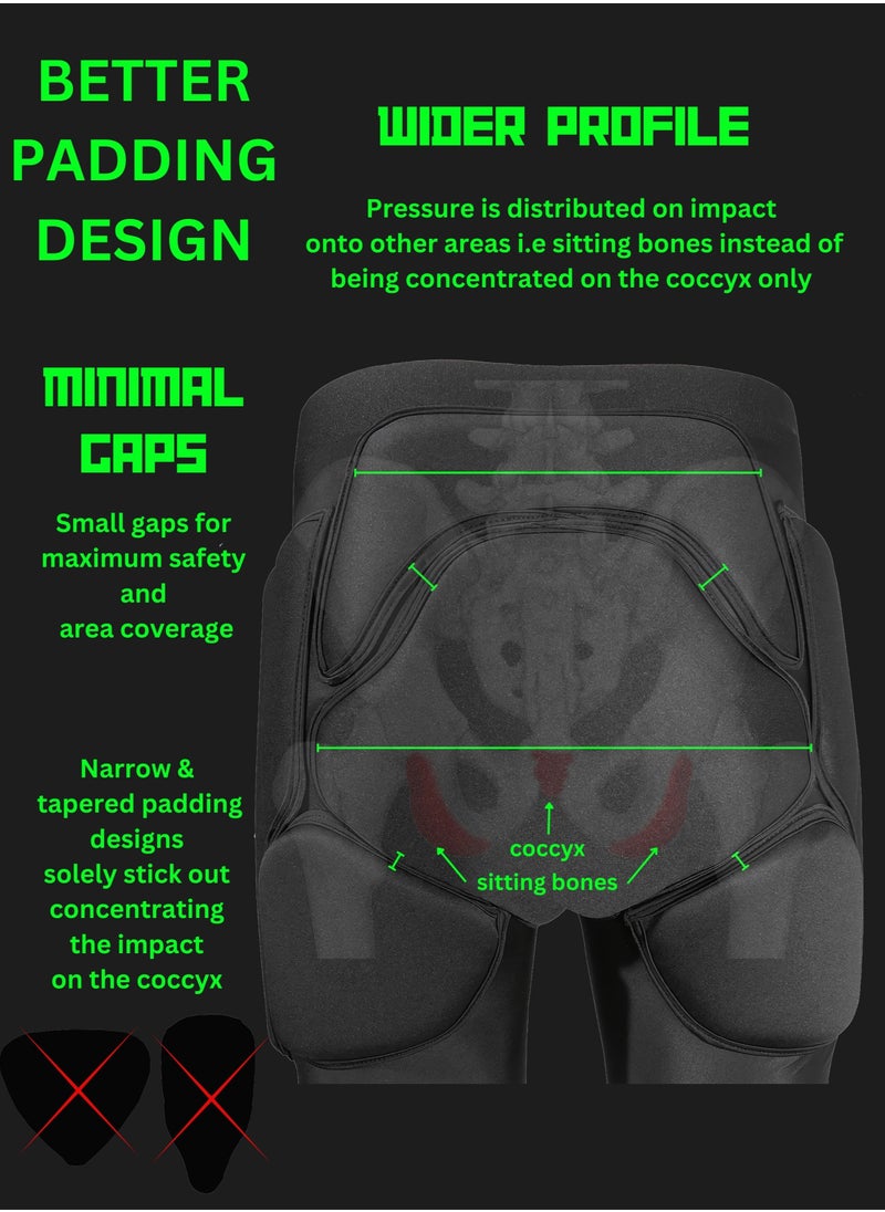 Generic - Padded Impact Shorts for Snowboarding, Skiing, Ice - Roller - Inline Skating Offering Coccyx, Hip, Tailbone Protection - Image 1