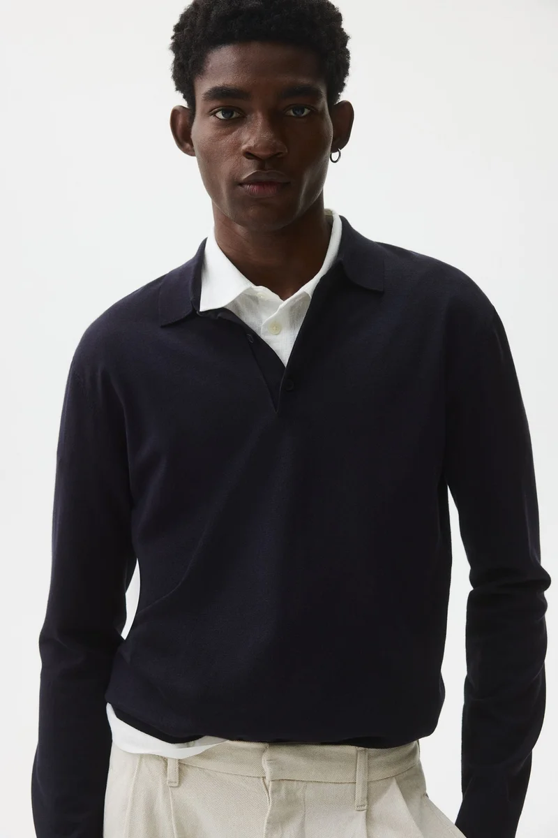 H&M Regular Fit Fine-knit polo shirt