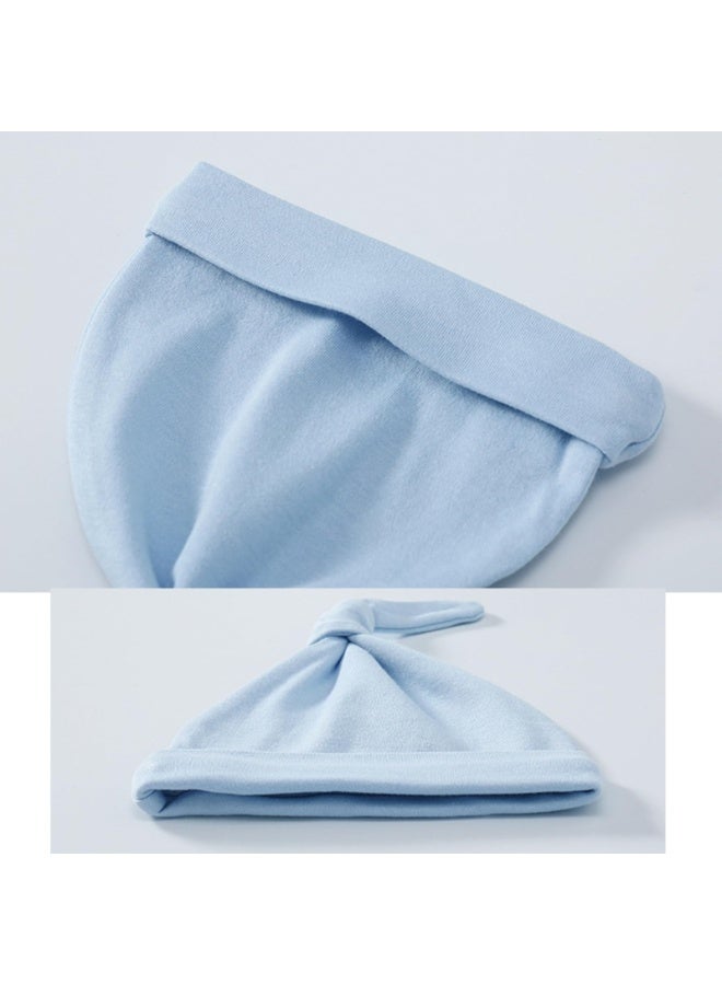 Baby Beanie Hats 4-Pack, Cotton Knotted Caps, 0-3 Months, White Pink Blue Mint - Image 4