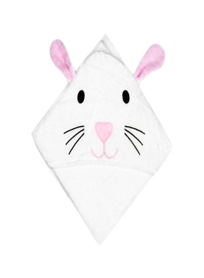NIBEMINENT Hooded Bath Towel White/Pink/Black 90x90cm - Image 1
