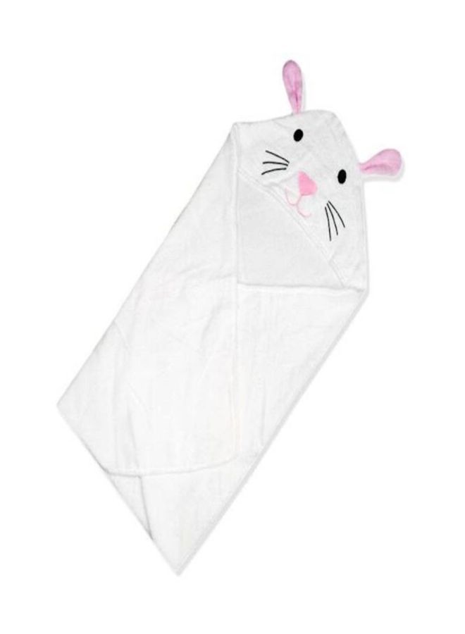 NIBEMINENT Hooded Bath Towel White/Pink/Black 90x90cm - Image 3