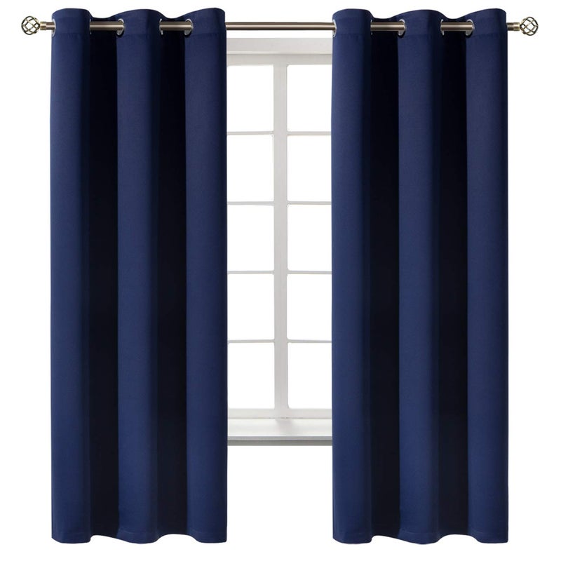 BGment Blackout Curtains for Bedroom - Grommet Thermal Insulated Room Darkening Curtains for Living Room  Set of 2 Panels (42 x 63 Inch  Navy Blue) - Image 1