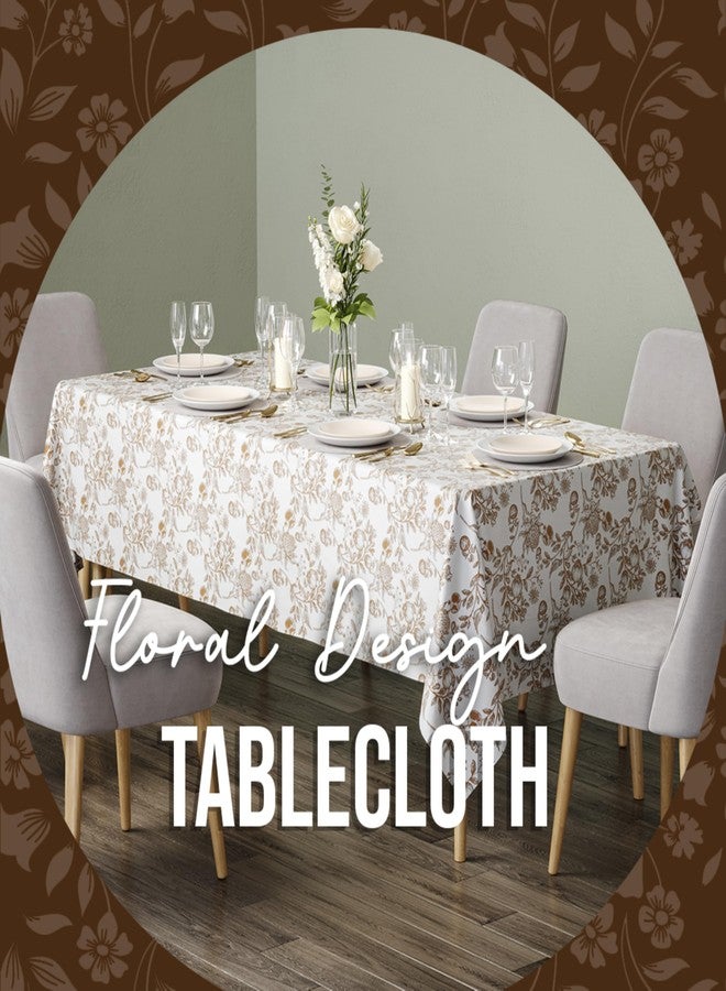 Trendables Pack of 2 Floral Plastic Table Cloth - Size: 54 x 108" Rectangle Disposable Tablecloth for Parties - Color: White & Brown Pomegranate Design - Ideal for for Birthdays, Parties & More - Image 3
