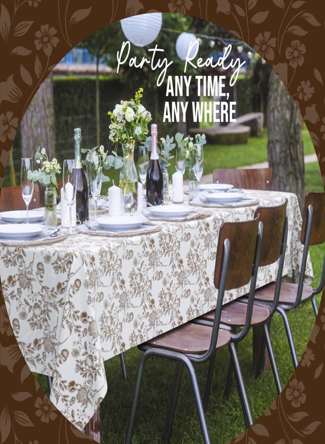 Trendables Pack of 2 Floral Plastic Table Cloth - Size: 54 x 108" Rectangle Disposable Tablecloth for Parties - Color: White & Brown Pomegranate Design - Ideal for for Birthdays, Parties & More - Image 5