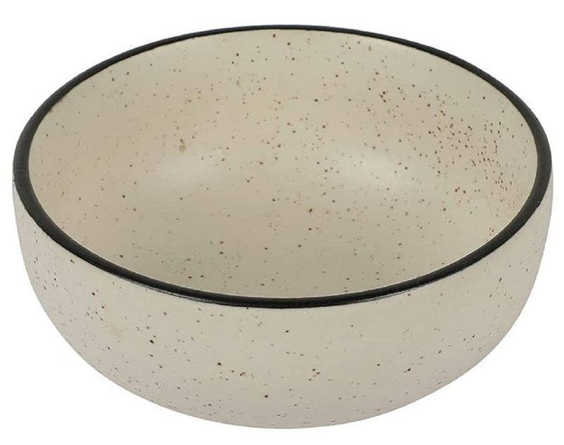 Mkd2 Rise Ceramic Serving Bowl (White Dotted, 200ml) - 1 Piece Ideal for Soup, Vegitable, Dessert, Salad - Image 1