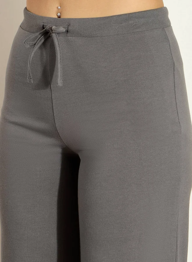 SASSAFRAS Mid Rise Wide Leg Terry Track Pants