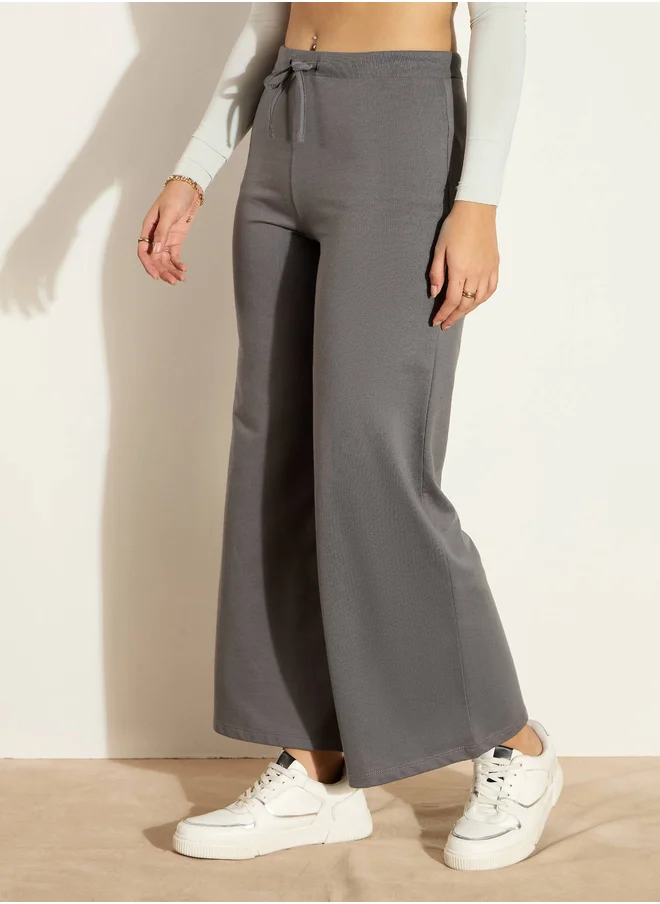 ساسافراس Mid Rise Wide Leg Terry Track Pants