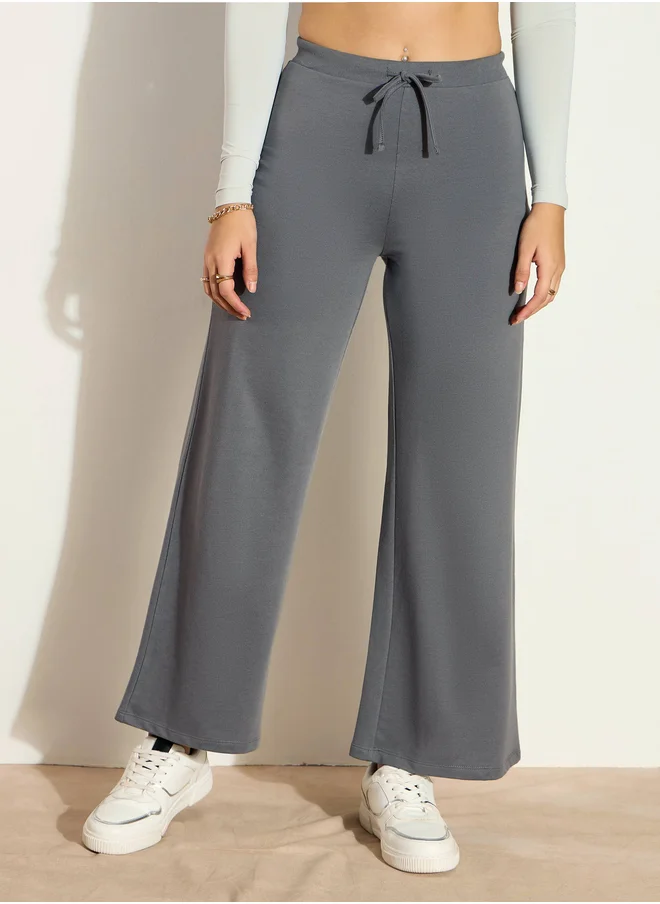 ساسافراس Mid Rise Wide Leg Terry Track Pants