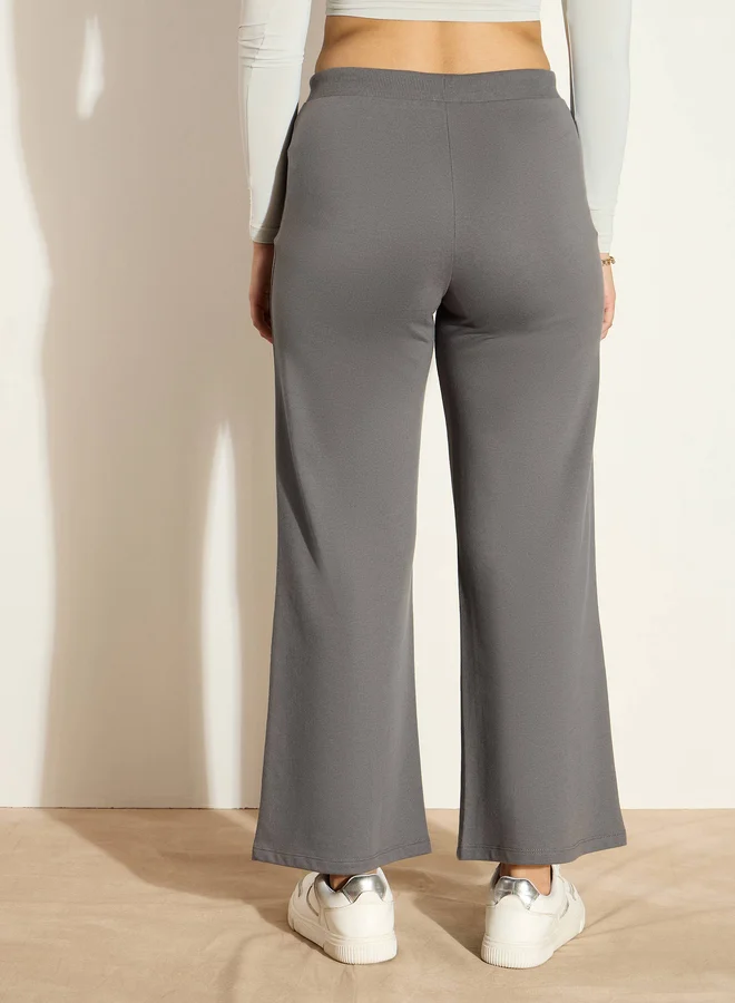 SASSAFRAS Mid Rise Wide Leg Terry Track Pants