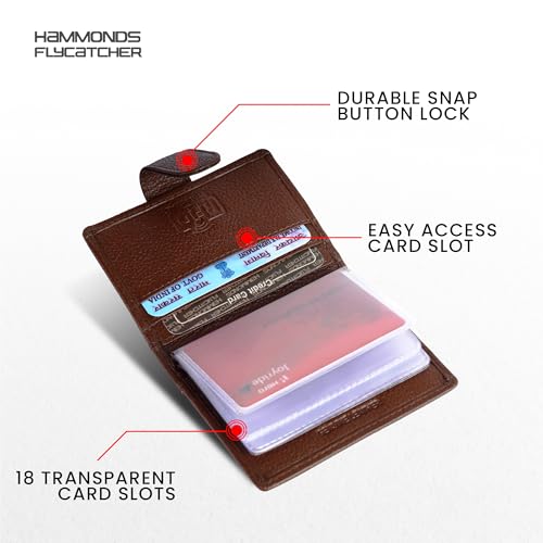 HAMMONDS FLYCATCHER Genuine Leather Card Holder Wallet for Man & Women, RFID Protected ATM/Credit Card Holder Wallet for Men with 18 Slots, Gift for Men, Father, Husband, Boyfriend - Brushwood - Image 3