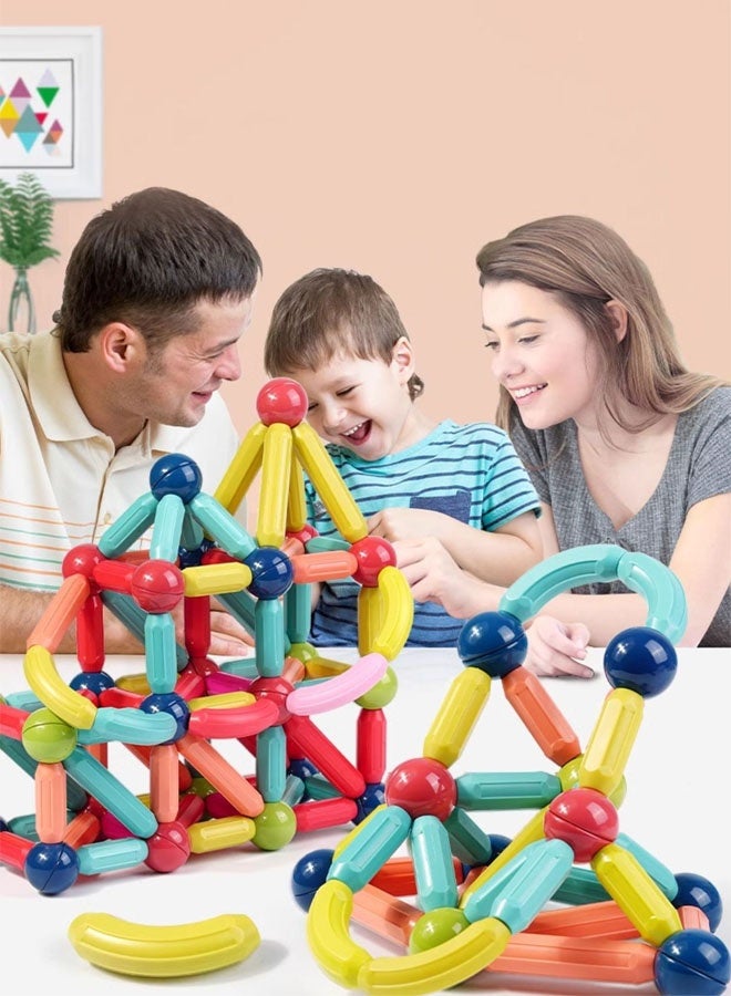 Hanayo 85 Pcs Magnetic Building Blocks Toys Children Building Blocks with Storage Box  Educational Magnets Toys for Kids 4-6 Years Old Creative Activity Games Gift(Multicolour) - Image 2