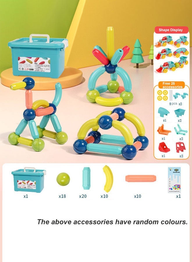 Hanayo 85 Pcs Magnetic Building Blocks Toys Children Building Blocks with Storage Box  Educational Magnets Toys for Kids 4-6 Years Old Creative Activity Games Gift(Multicolour) - Image 3