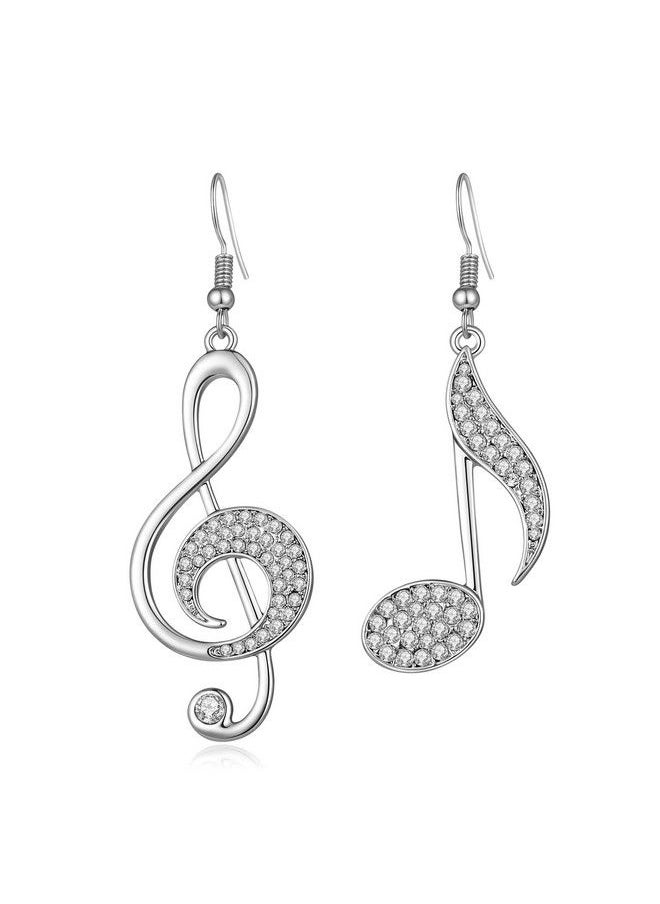 BIRSTONE Birstone Treble Eighth Music Clef Note Fish Hook Dangle Earrings Silver  - Image 1