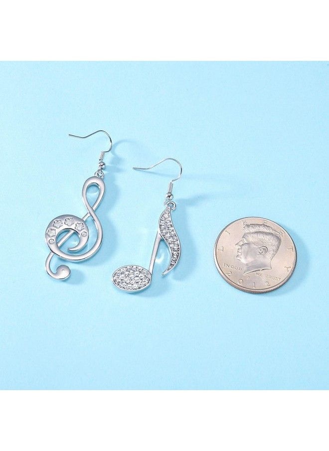 BIRSTONE Birstone Treble Eighth Music Clef Note Fish Hook Dangle Earrings Silver  - Image 4