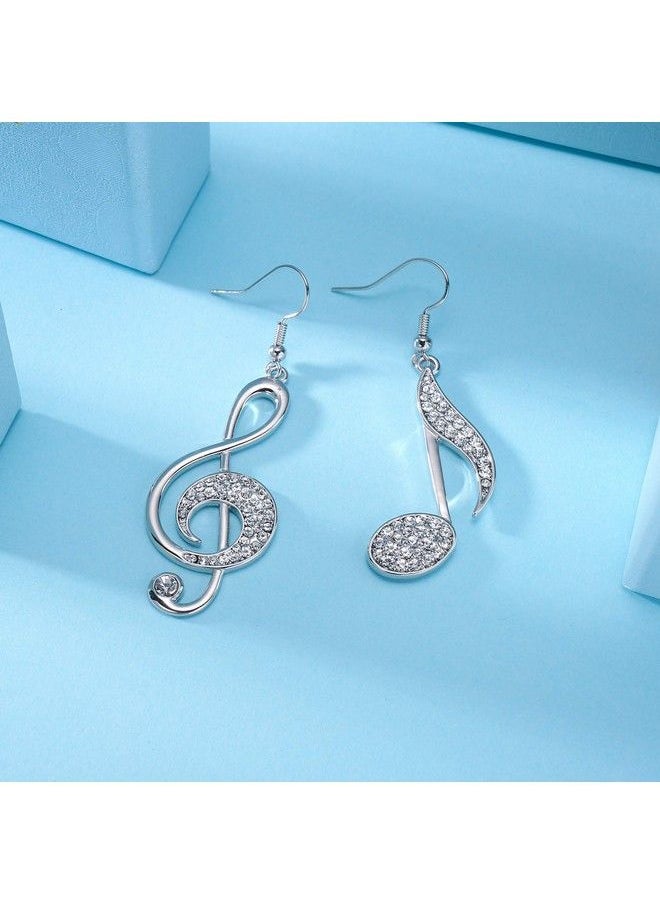 BIRSTONE Birstone Treble Eighth Music Clef Note Fish Hook Dangle Earrings Silver  - Image 5