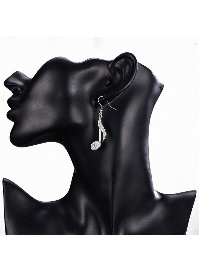 BIRSTONE Birstone Treble Eighth Music Clef Note Fish Hook Dangle Earrings Silver  - Image 3