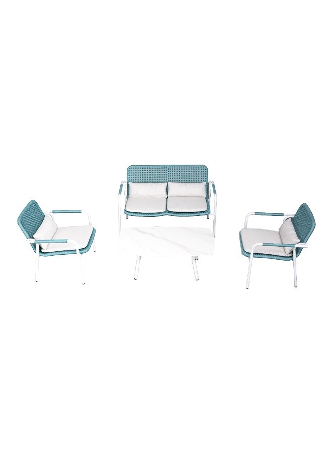 Pioneer 4-Piece 4-Seater Outdoor Seating Set Blue and White 115.25 x 115.25 x 115.25 cm 314210