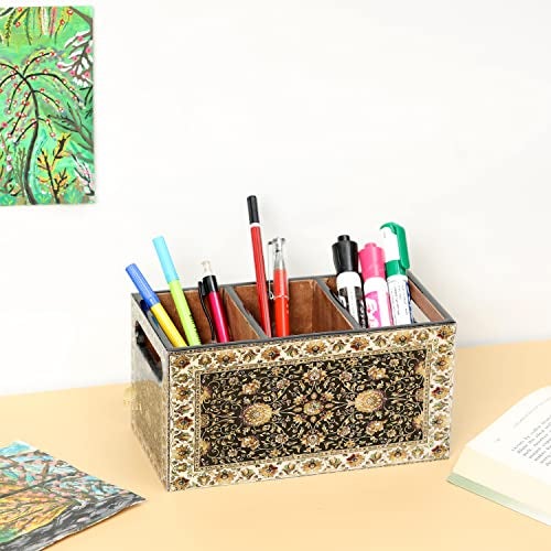 DULI engineered wood Multipurpose Stand, Cutlery Holder, Spoon Stand, Table Organizer with 3 Sections, Chammach Stand (21cm x 10cm) , Utensils, Multicolor - Image 2
