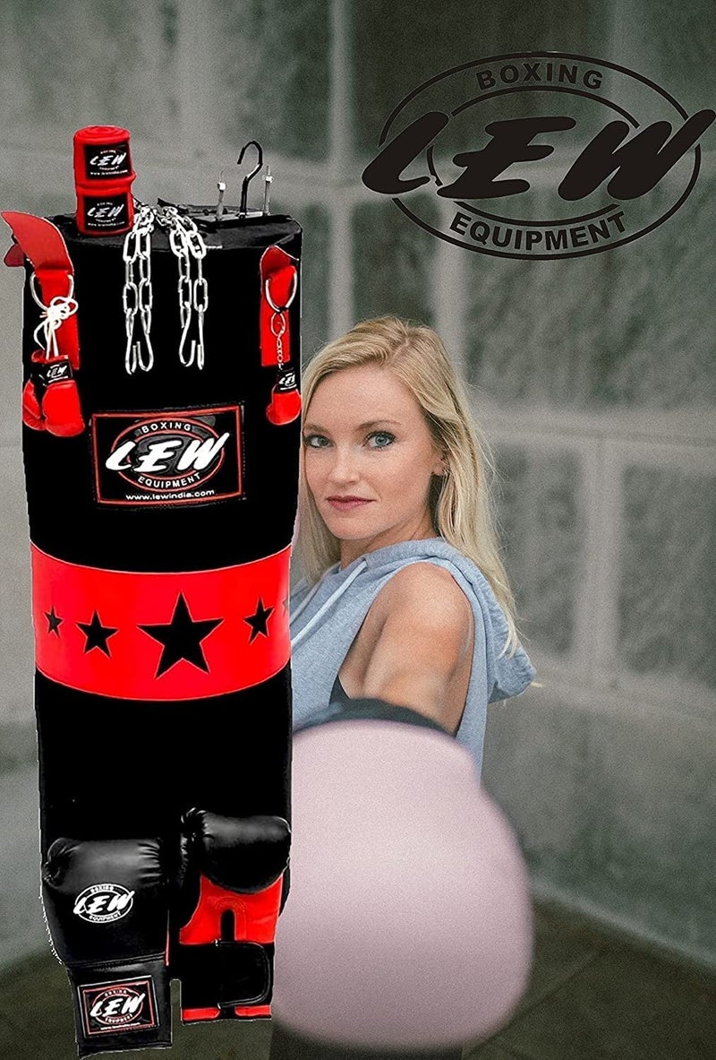 LEW Punching Bags unfilled Punching Boxing Bag Combo Sets Bags Heavy Bags 9 Piece Combo Black 20 OZ Heavy Canvas with Hanging Chain. - Image 5