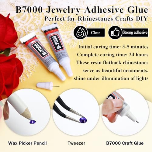 Briskbloom 20000PCS 3MM Resin Jelly Rhinestones for Crafts Nails, 15 Colors SS12 Flatback Rhinestone Gems for Tumblers Mugs Crocs Shoes Graduation Cap Makeup, Bedazzling Kit with B7000 Glue - Image 4