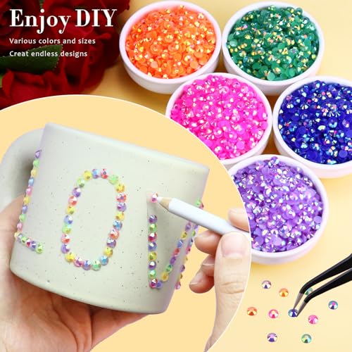 Briskbloom 20000PCS 3MM Resin Jelly Rhinestones for Crafts Nails, 15 Colors SS12 Flatback Rhinestone Gems for Tumblers Mugs Crocs Shoes Graduation Cap Makeup, Bedazzling Kit with B7000 Glue - Image 3