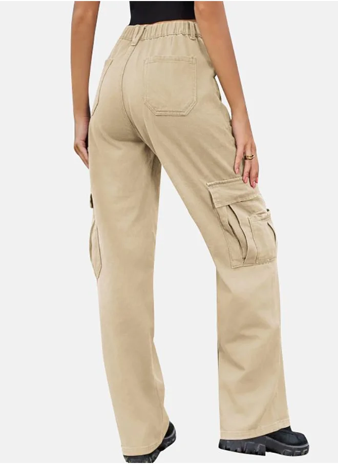 يونيكي Beige Denim Cargo Pants