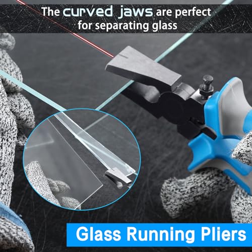 SPEEDWOX 6"" 2Pcs Glass Cutting Pliers Glass Breaking Pliers Set Glass Running Pliers and Breaker Grozer Pliers Glass Cutting Kit Glass Cutter for Bottles Stained Glass Supplies Glass Breaker, Blue - Image 2
