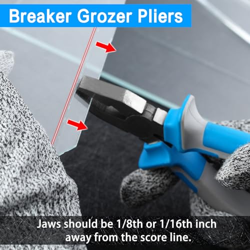 SPEEDWOX 6"" 2Pcs Glass Cutting Pliers Glass Breaking Pliers Set Glass Running Pliers and Breaker Grozer Pliers Glass Cutting Kit Glass Cutter for Bottles Stained Glass Supplies Glass Breaker, Blue - Image 3