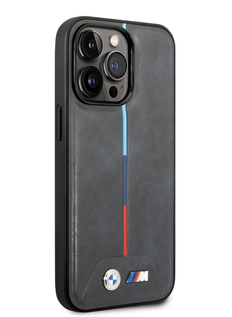 بي إم دبليو حافظة آيفون 14 بلس M Collection M Collection MagSafe غطاء خلفي مبطن من البولي يوريثان من البولي يوريثان مع خطوط ثلاثية الألوان مختومة ومطبوعة - رمادي - Image 3