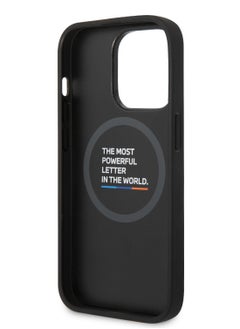BMW iPhone 14 Plus Case M Collection MagSafe Quilted Pu Back Cover with Hot Stamped Tricolor Stripe & Printed - Grey  - Image 4