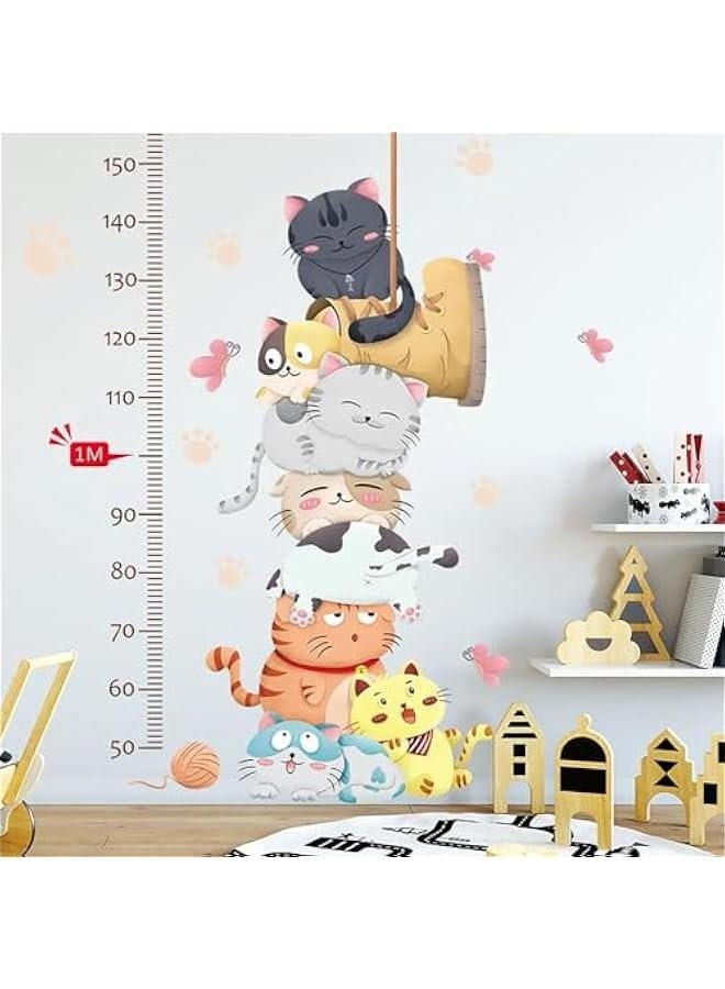 Generic Height Measurement Growth Chart Wall Stickers Cartoon Cute Cat Wall Decals Peel and Stick Removable Wall Stickers for Kids Nursery Bedroom Living Room Decor  - Image 3
