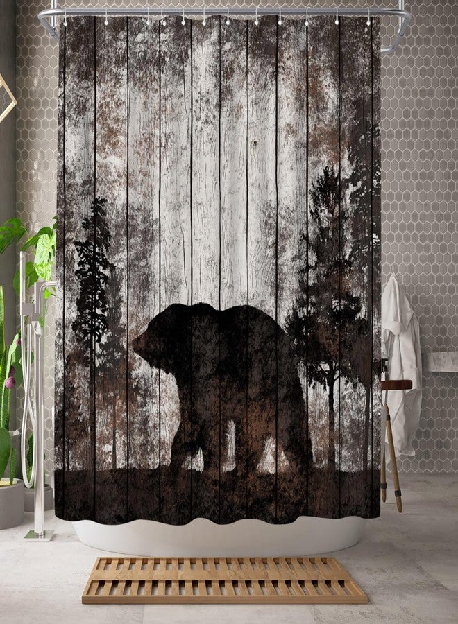 WELMECO Bear Shower Curtain Rustic Shower Curtain Cabin Bathroom Decor 72x72inch Polyester Fabric - Image 2